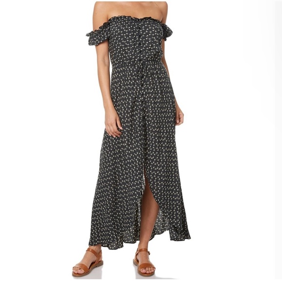 Auguste Leila Button Down Day Dress Size 2 in Black with White Dots - Picture 2 of 9